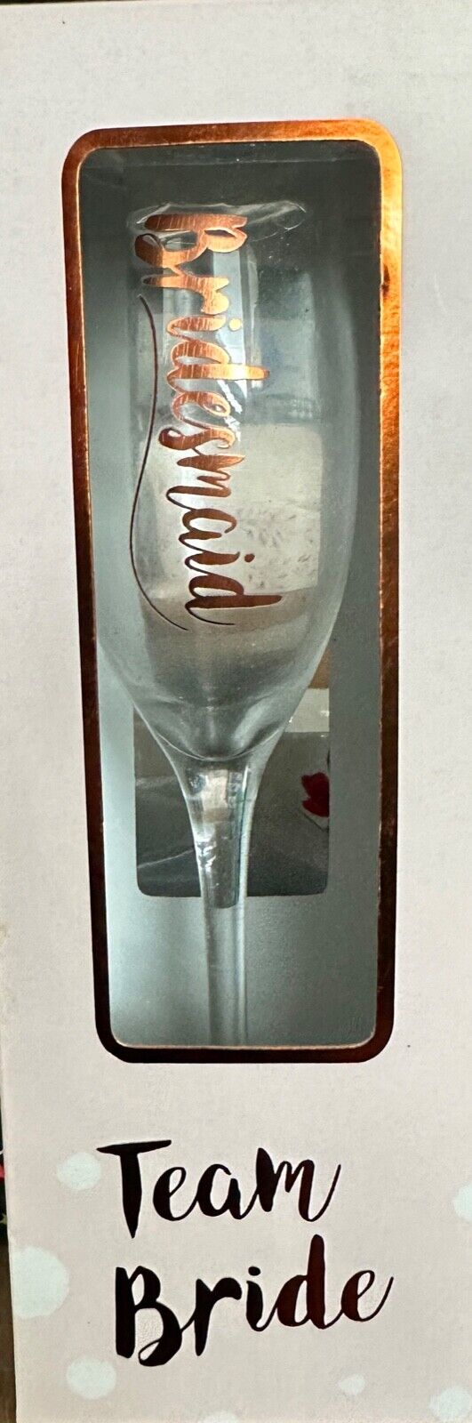 BRIDESMAID CHAMPAGNE GLASS FLUTE GOLD EFFECT WRITING STEM CHARM WEDDING