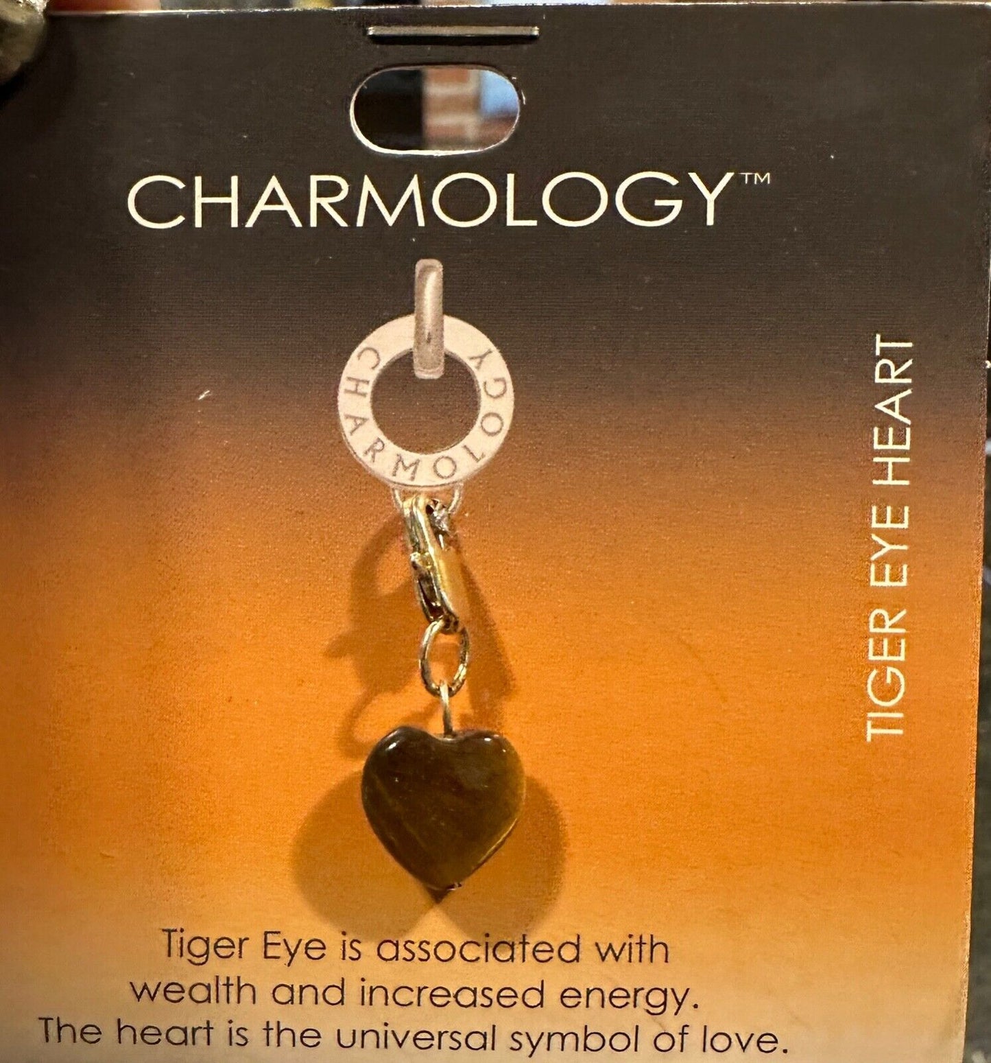TIGER EYE HEART CHARM CHARMOLOGY BRACELET BIRTHSTONE NEW