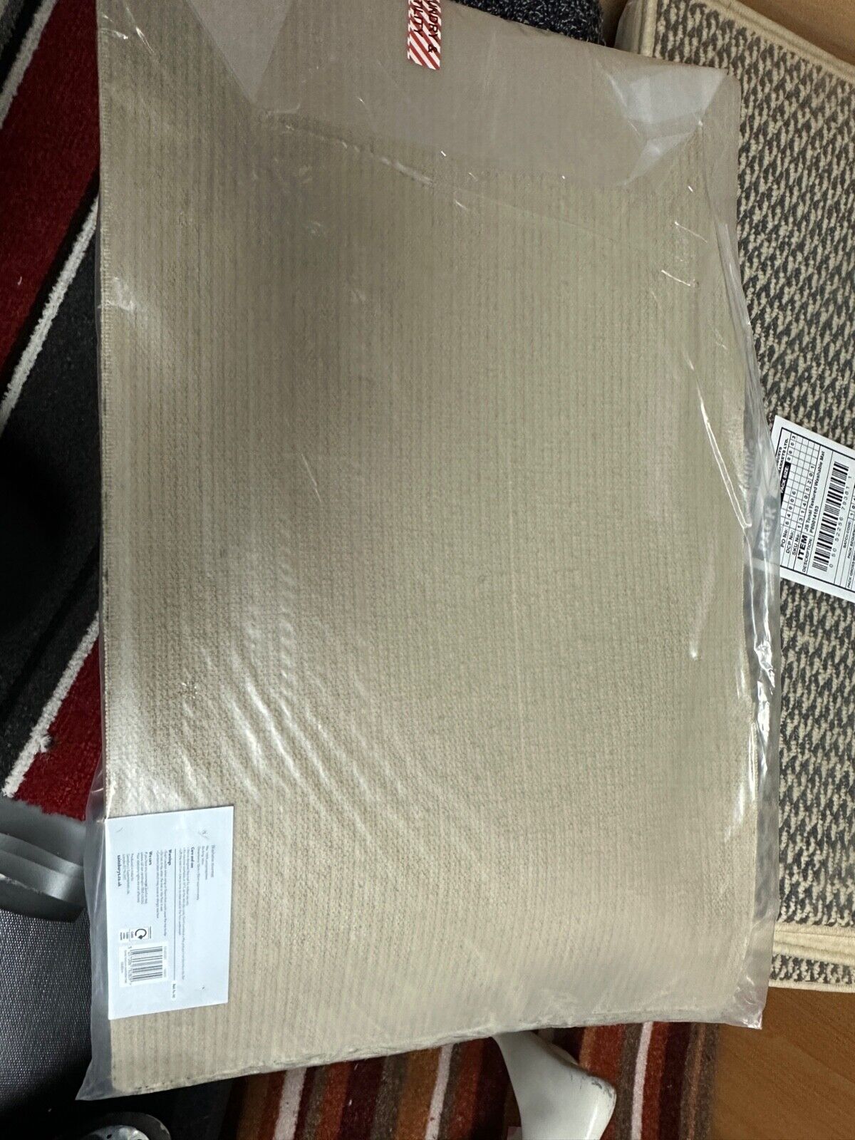 3 X SAINSBURYS MACHINE WASHABLE ANTI SLIP DOOR MAT 52 X 82 CM GEOMETRIC BEIGE