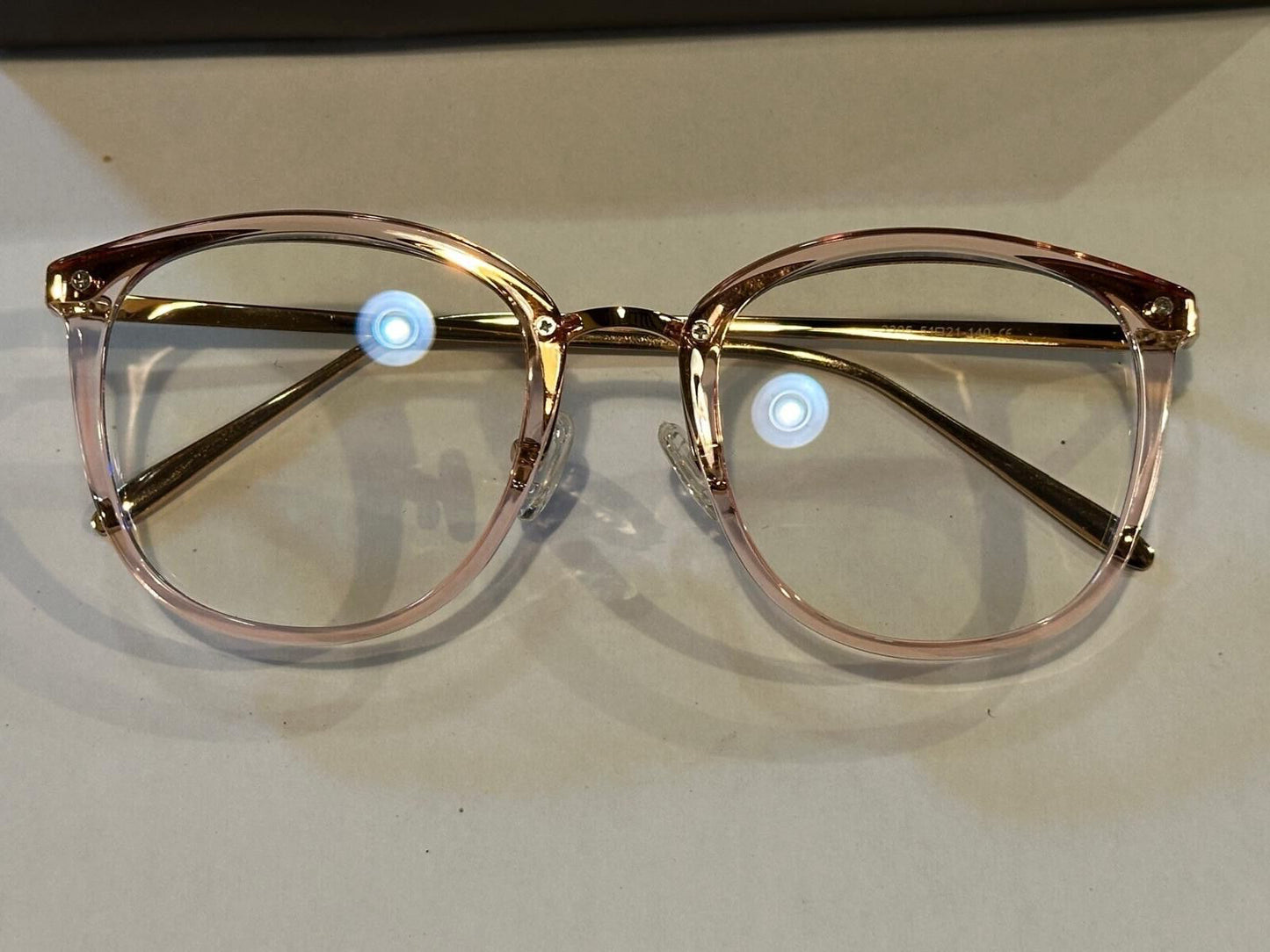 SOKACH IN ITALY ANTI GLARE GLASSES ROUND THIN FRAME BROWN CLEAR GLASSES