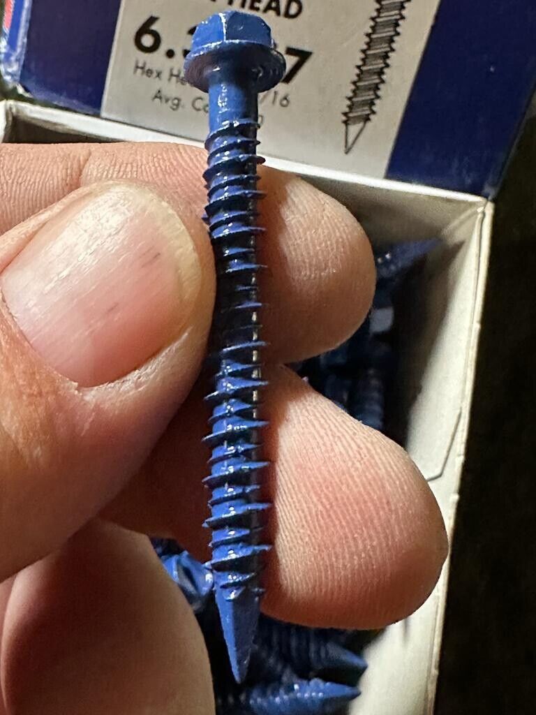 6.3 X 57 MM BLUE HEXAGON HEAD 5/16 MASONRY SCREWS - 100 PACK NEW DRILL DEX