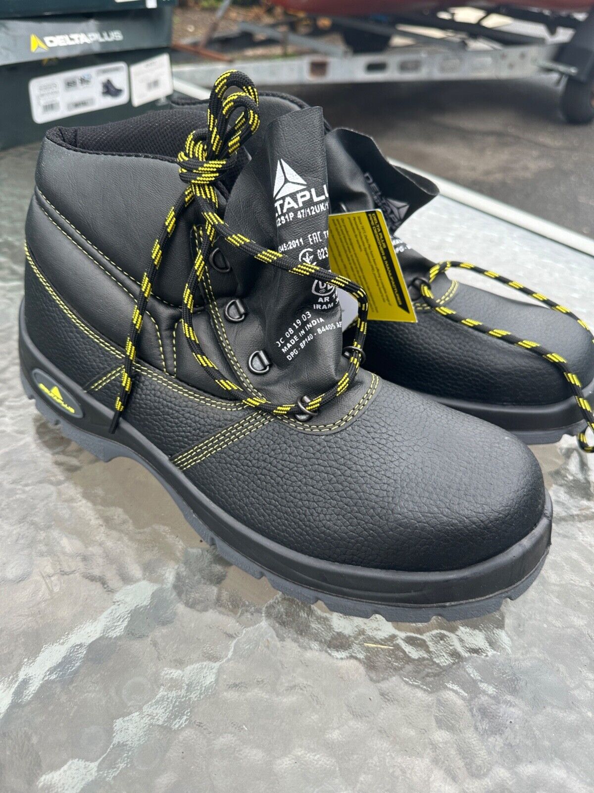 DELTAPLUS SAFETY WORK BOOTS STEEL TOE CAP LEATHER WATER RESISTANT SIZE 12