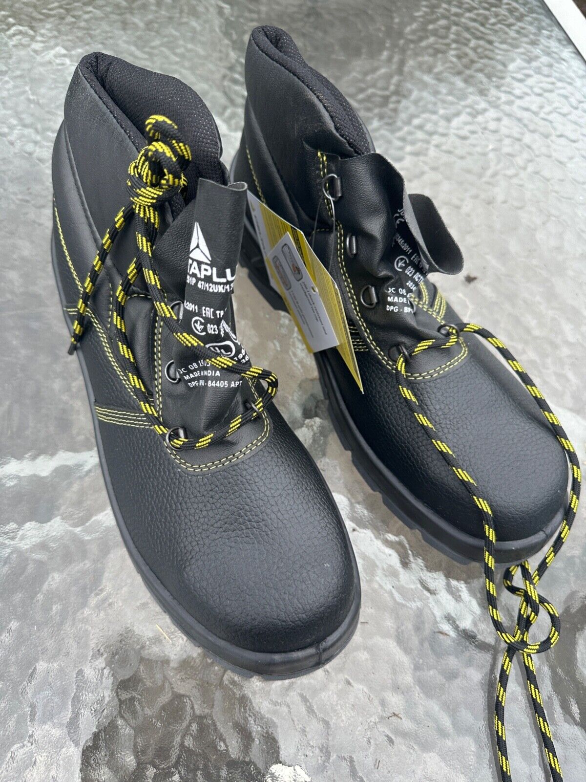 DELTAPLUS SAFETY WORK BOOTS STEEL TOE CAP LEATHER WATER RESISTANT SIZE 12
