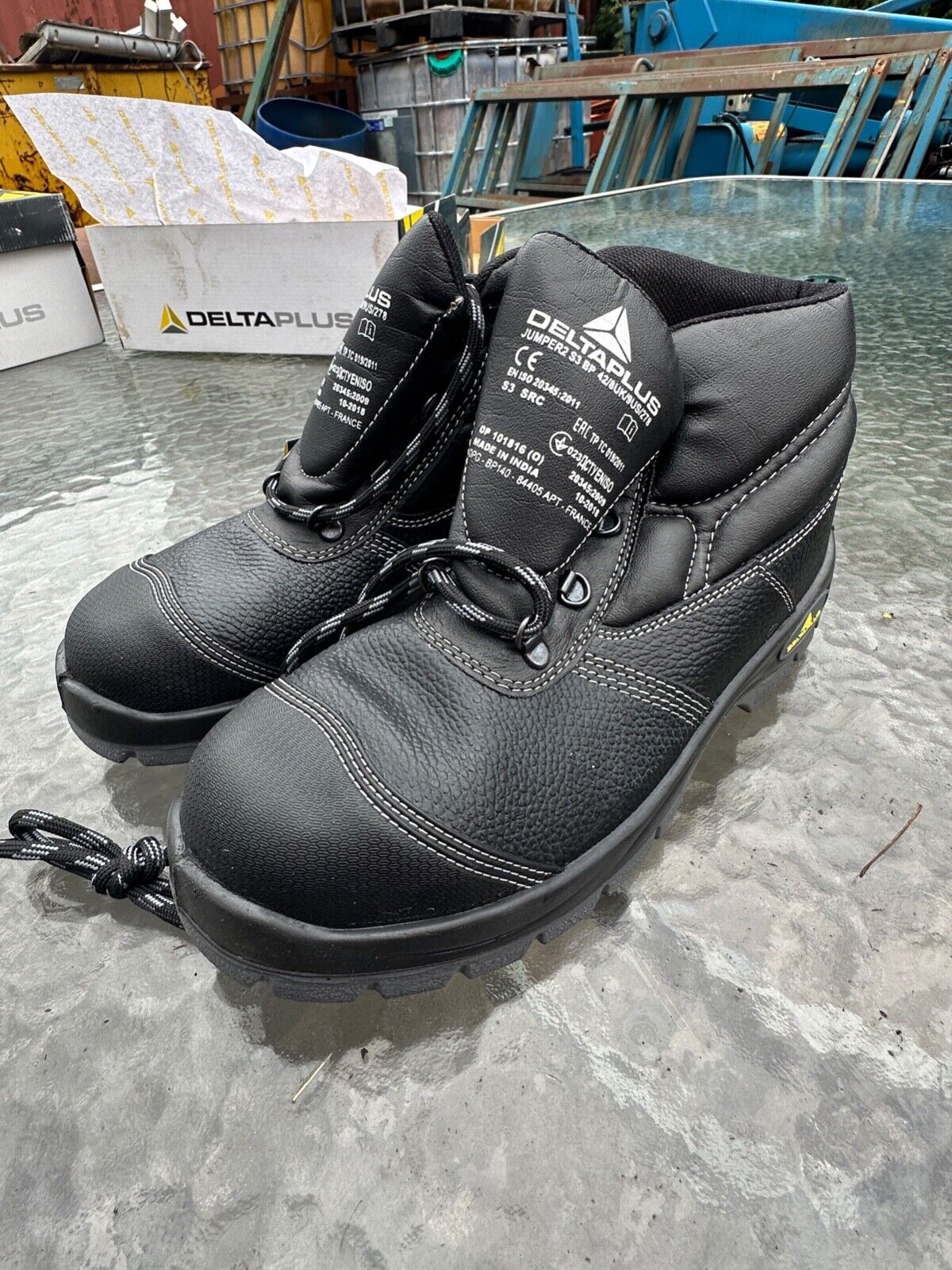 DELTAPLUS SAFETY WORK BOOTS STEEL TOE CAP LEATHER WATER RESISTANT S3 SIZE UK 8