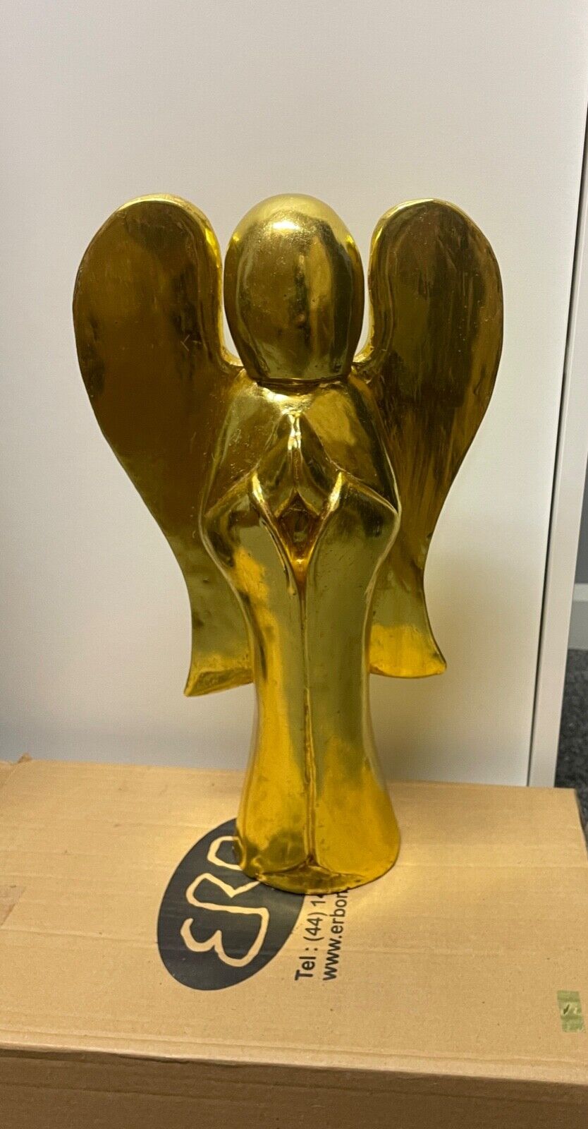 POSH GRAFFITI ERB WOODEN LIGHTWEIGHT GOLD CHRISTMAS ANGEL DECORATION 40CM HIGH