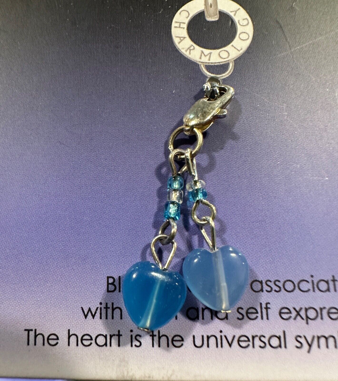 BLUE AGATE HEARTS STONE CHARMOLOGY JEWELLERY PENDANTS OR CHARMS