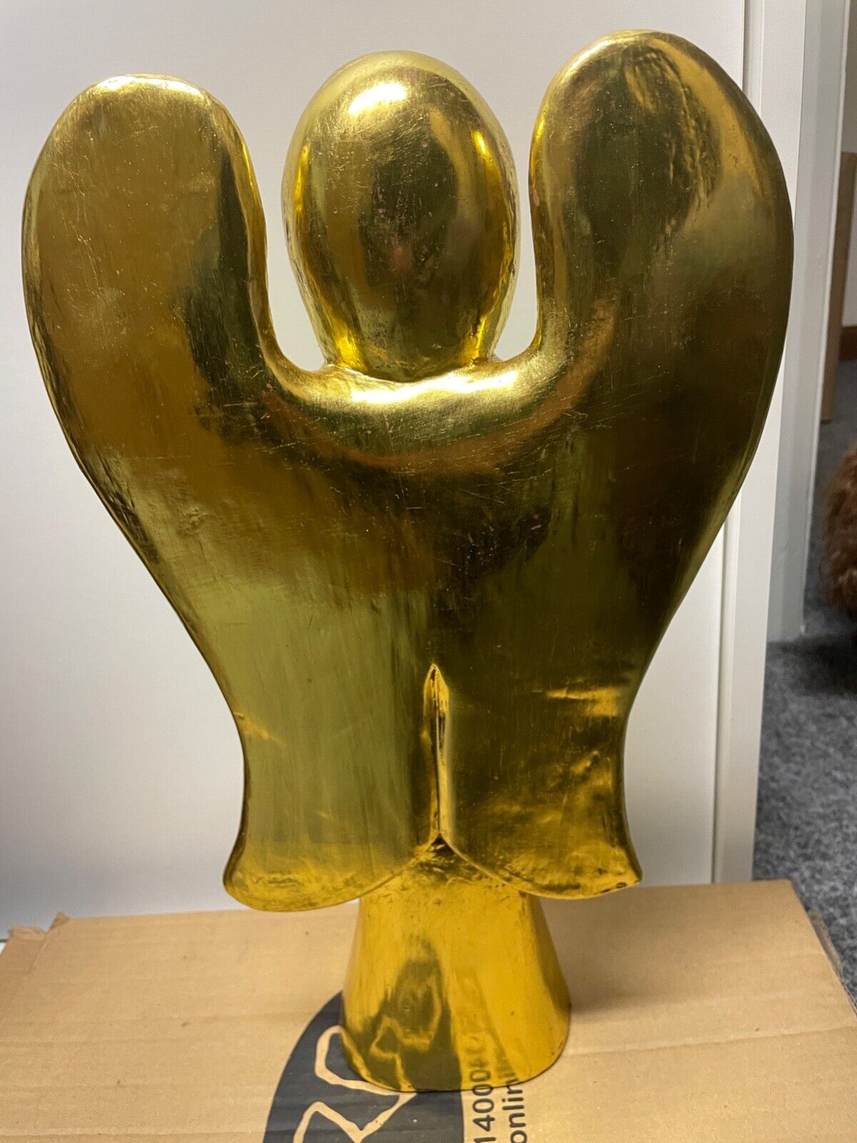 POSH GRAFFITI ERB WOODEN LIGHTWEIGHT GOLD CHRISTMAS ANGEL DECORATION 40CM HIGH