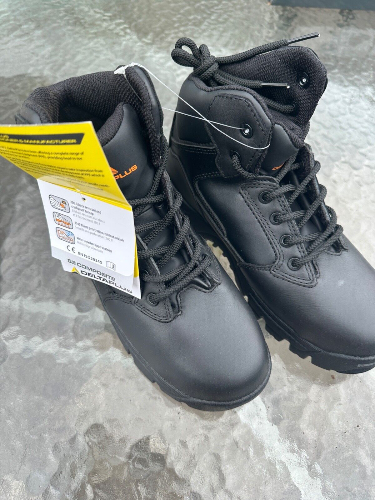 DELTAPLUS SAFETY WORK BOOTS STEEL TOE CAP LEATHER WATER RESISTANT SIZE 4