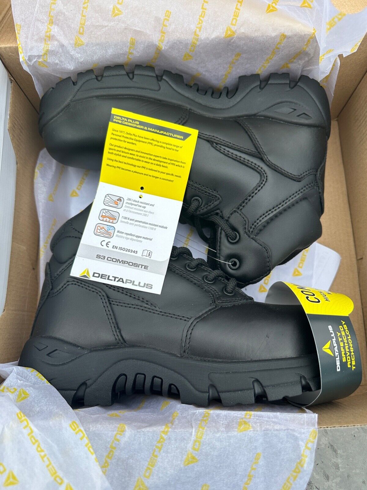 DELTAPLUS SAFETY WORK BOOTS COMPOSITE TOE CAP LEATHER WATER RESISTANT SIZE UK 3