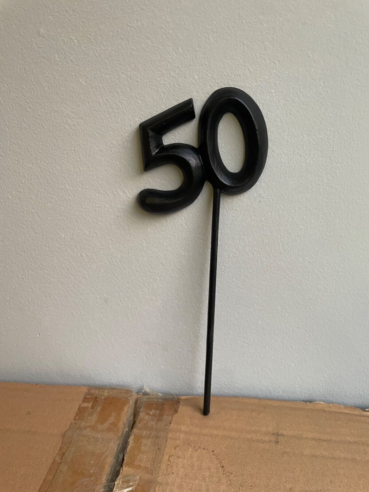 40th & 50th POSH GRAFFITI BLACK 46CM LARGE NUMBER ON STICK WOOD HAPPY BIRTHDAY