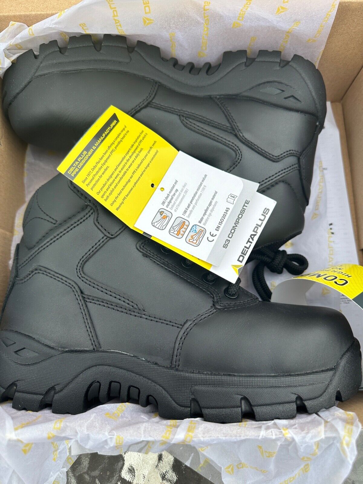 DELTAPLUS SAFETY WORK BOOTS STEEL TOE CAP LEATHER WATER RESISTANT SIZE 4