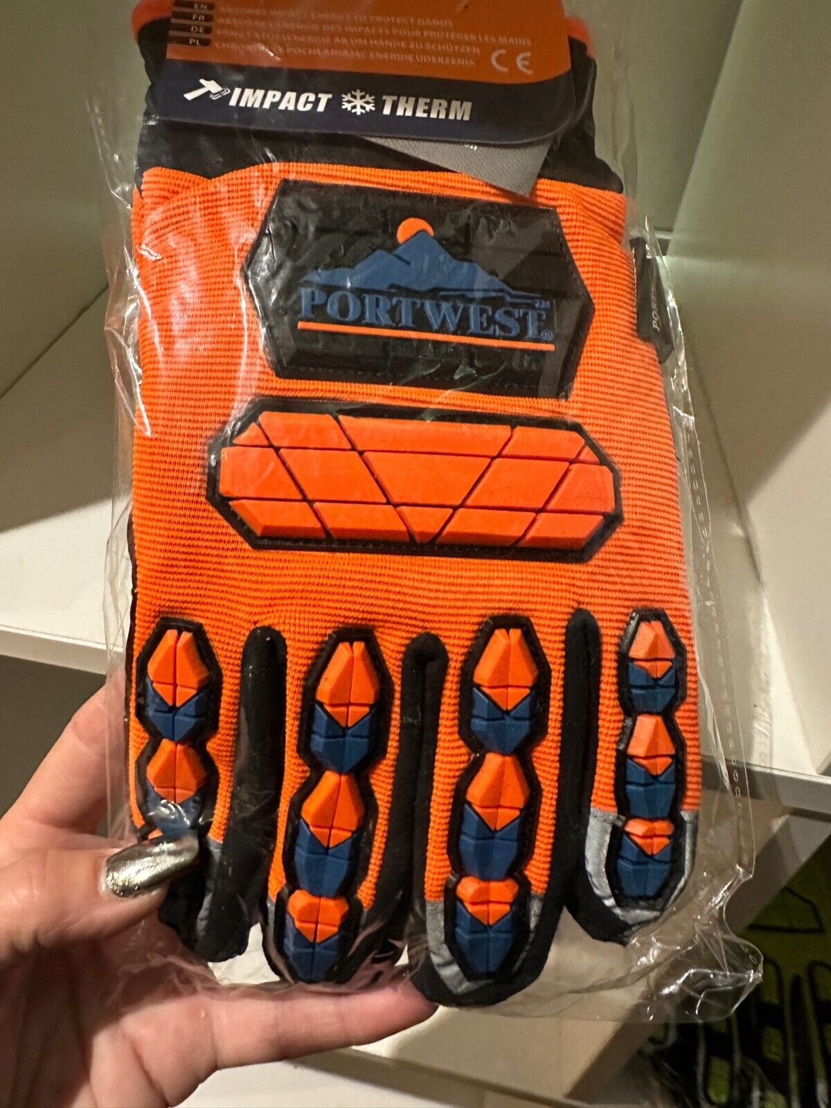 GLOVES PORTWEST A726 IMPACT THERM MECHANICS WORK SAFETY ORANGE HI VIZ EU 11 XXL