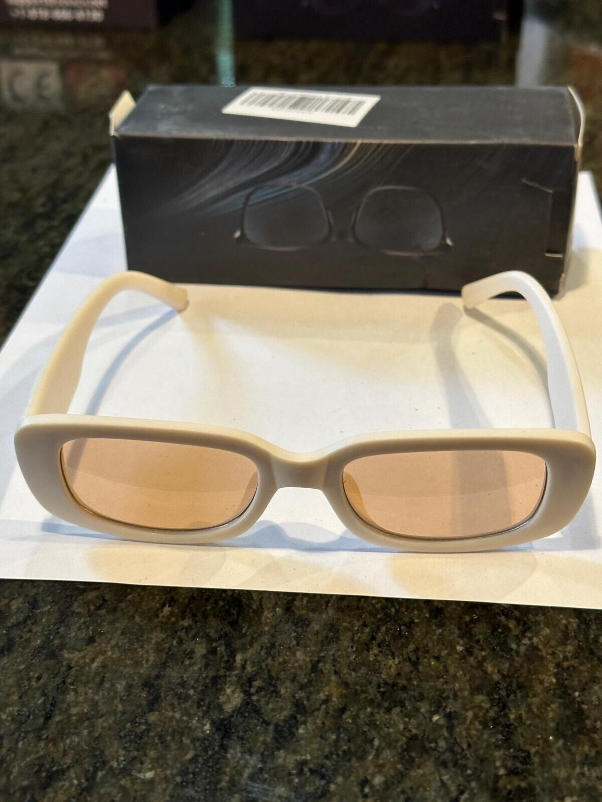 SOKACH IN ITALY ANTI GLARE GLASSES RECTANGLE WHITE FRAME & BROWN LENSE NEW