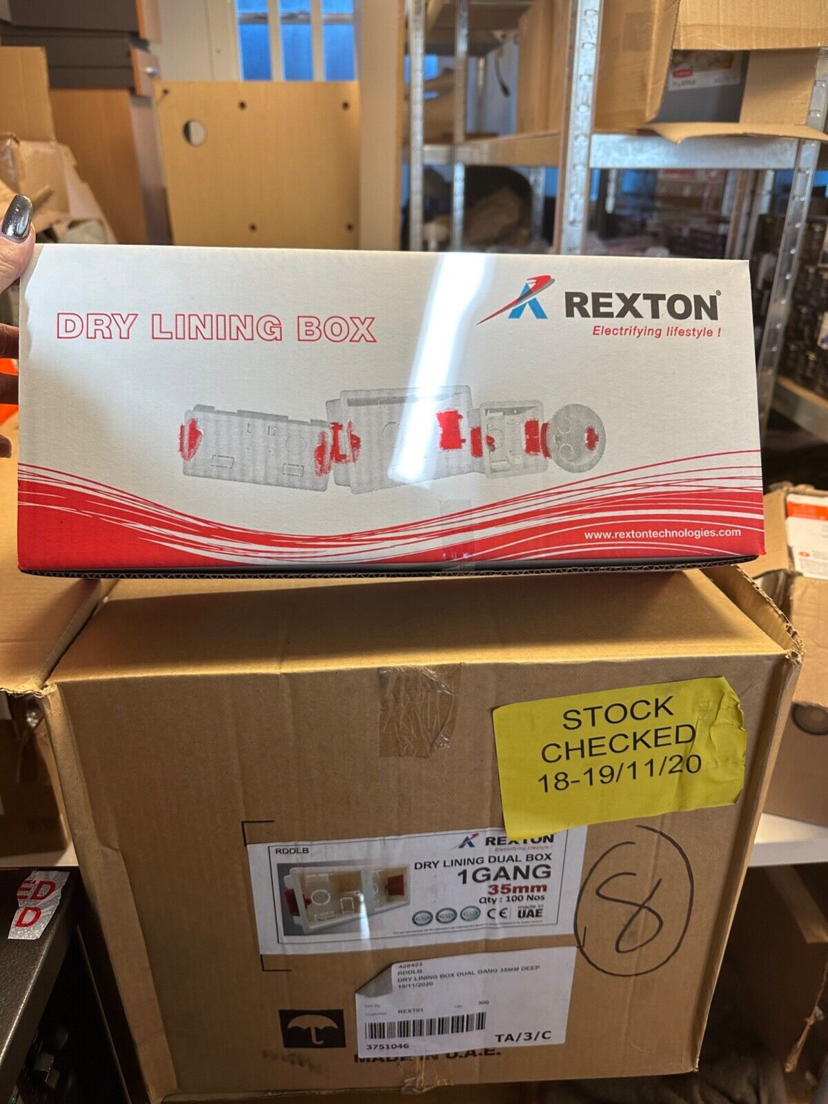 REXTON 2 GANG DRY LINING BOXES X 10 ADJUSTABLE LUGS FOR PLASTERBOARD WALLS