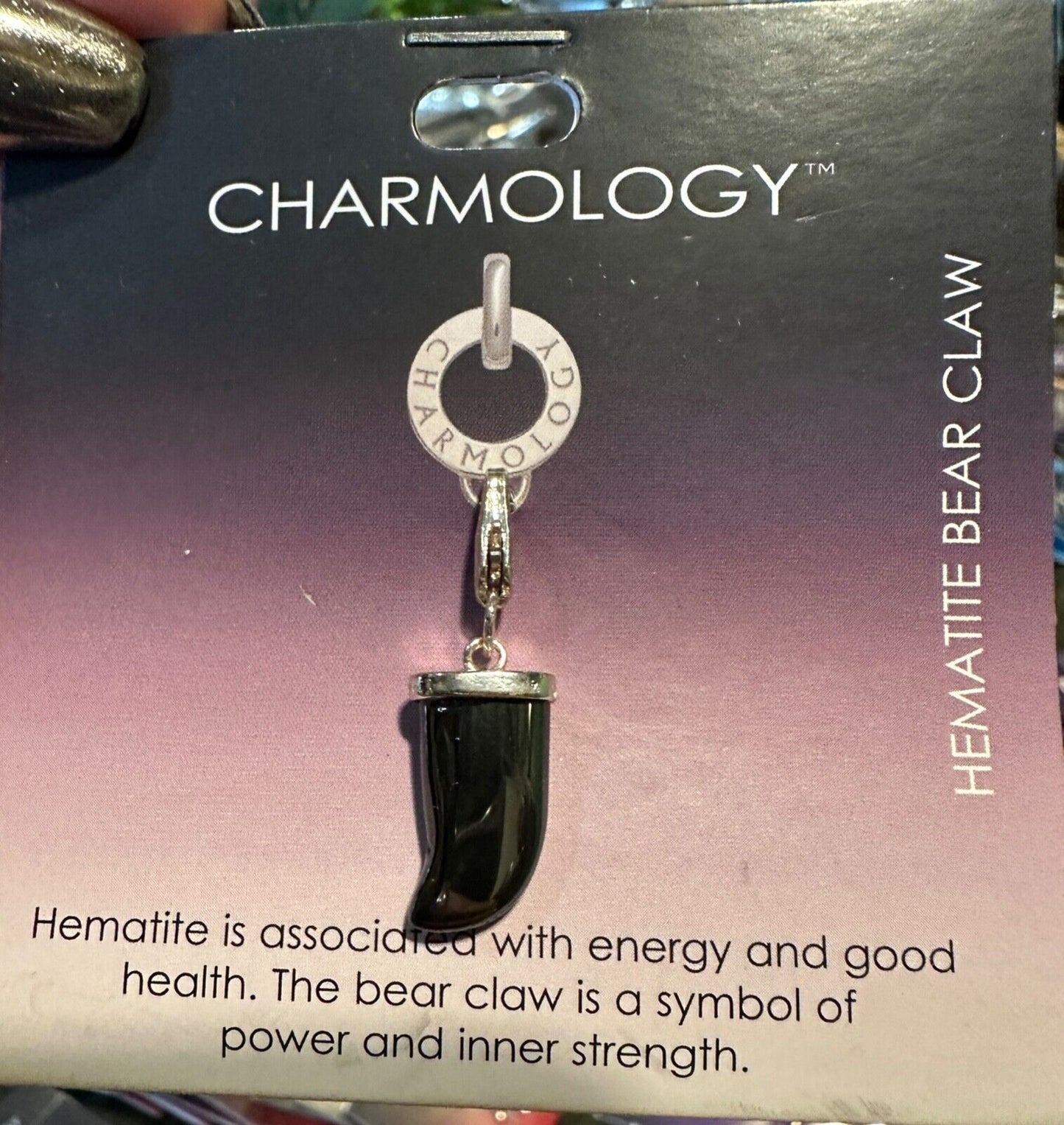 HEMATITE BEAR CLAW CHARM CHARMOLOGY BRACELET BIRTHSTONE BLACK NEW