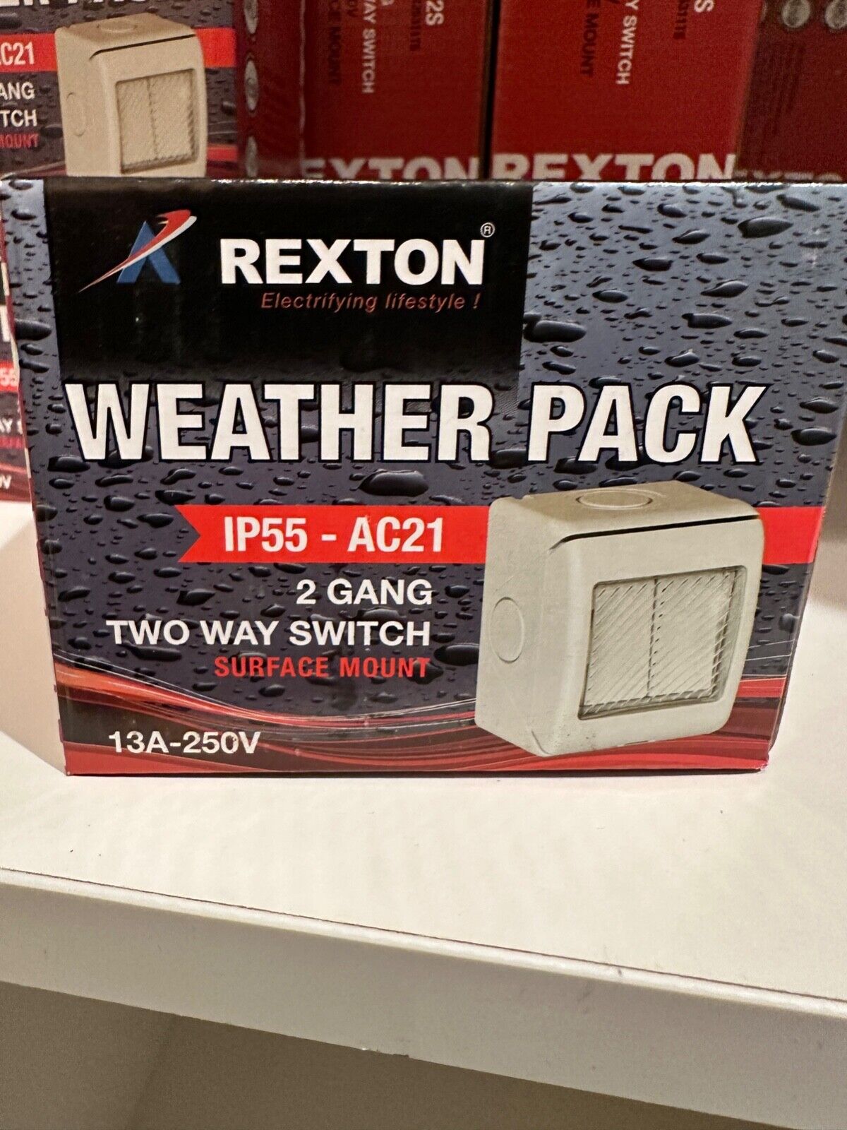 REXTON IP55 RATED 2 GANG 2 WAY WALL LIGHT SWITCHES OUTDOOR WATERPROOF GARDEN