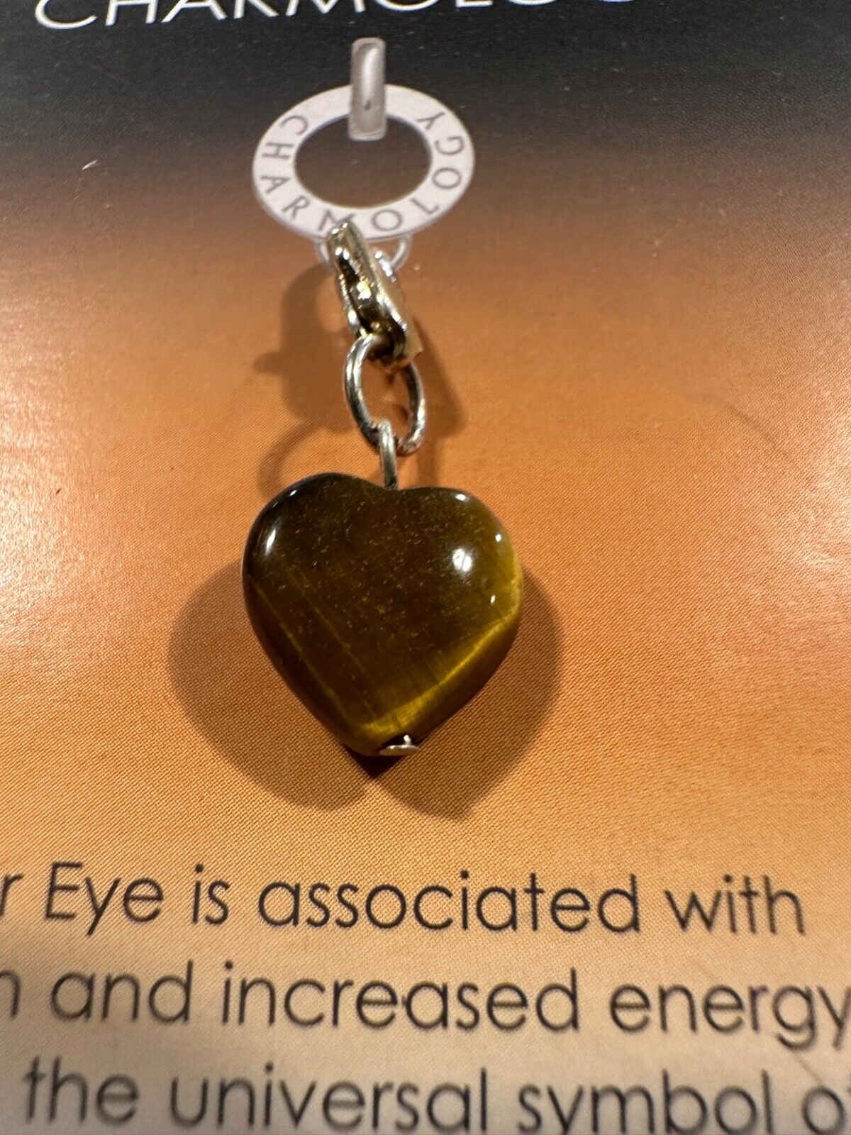 TIGER EYE HEART CHARM CHARMOLOGY BRACELET BIRTHSTONE NEW
