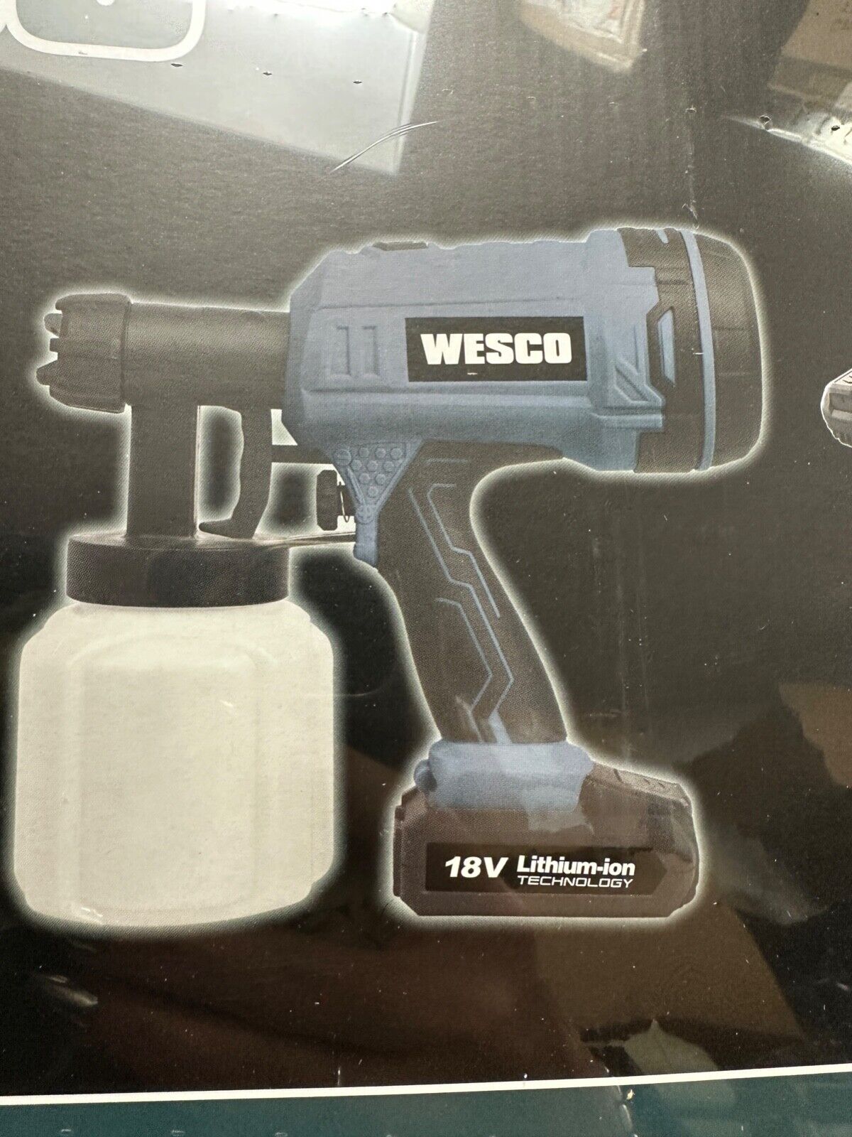 BRAND NEW WESCO 18V 2.0AH 500ML/MIN PAINT SPRAY GUN WITH 2.5MM NOZZLES WS2342
