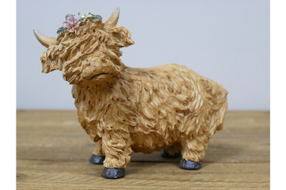 Highland Cow With Flower Headband