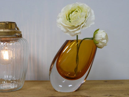 Small Amber Glass Vase