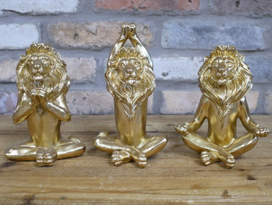 Set Of 3 Yoga Lions