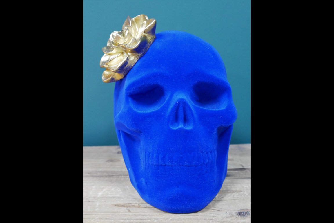 Blue Skull With Flower