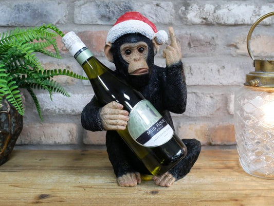 Up Yours Monkey Wine Bottle Holder - Christmas
