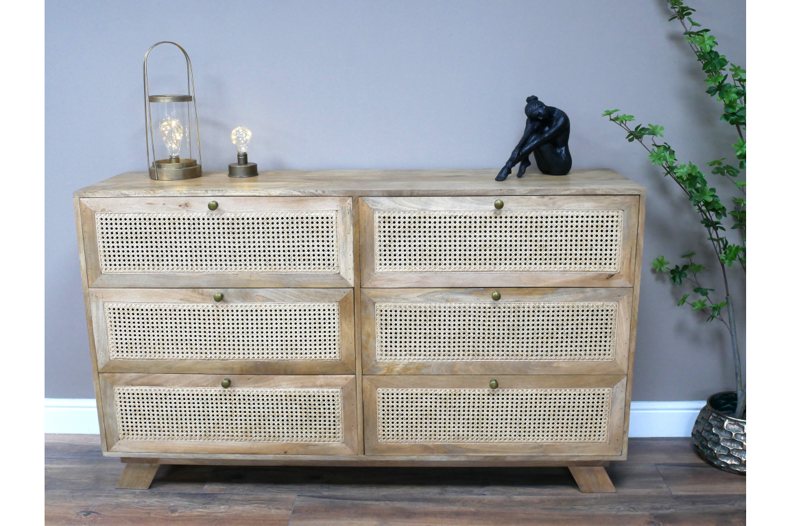 6 Drawer Rattan Cabinet