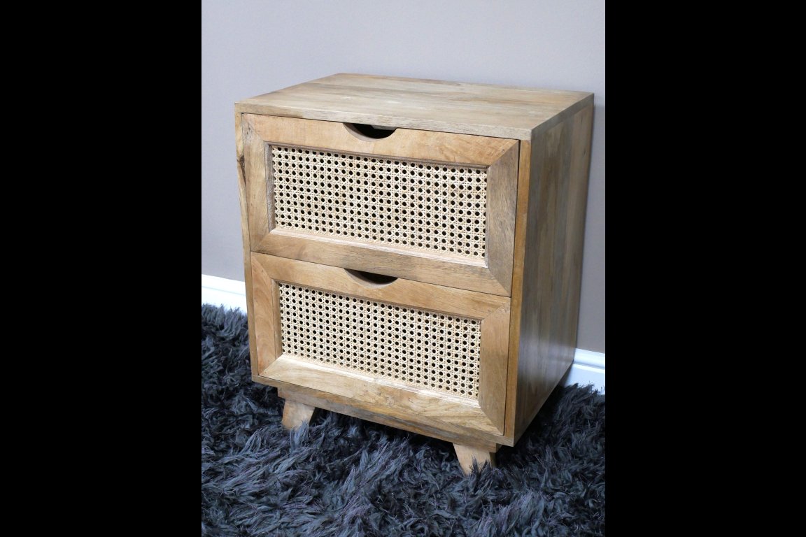 2 Drawer Rattan Bedside