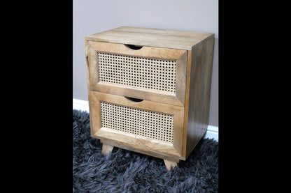 2 Drawer Rattan Bedside
