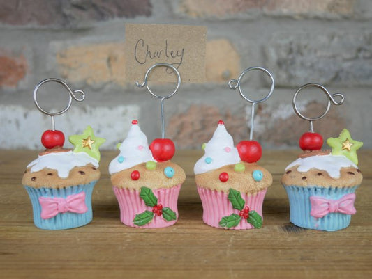Set Of 4 Cupcake Name Card Holder