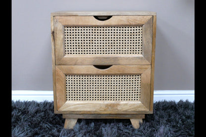2 Drawer Rattan Bedside
