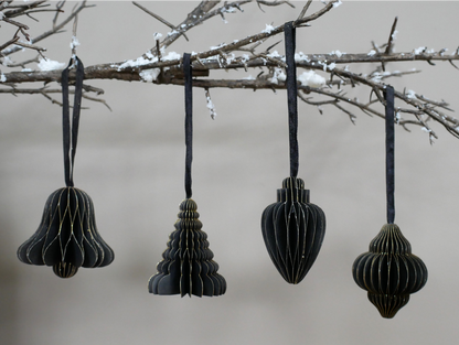 Set Of 4 Decorations (8cm) - Black