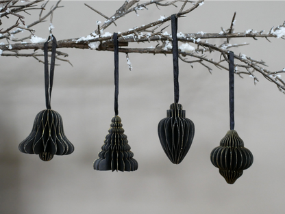 Set Of 4 Decorations (8cm) - Black