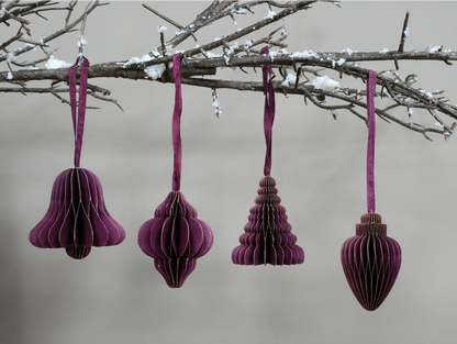 Set of 4 Decorations (8cm) - Purple
