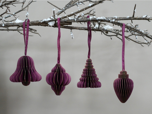 Set of 4 Decorations (8cm) - Purple