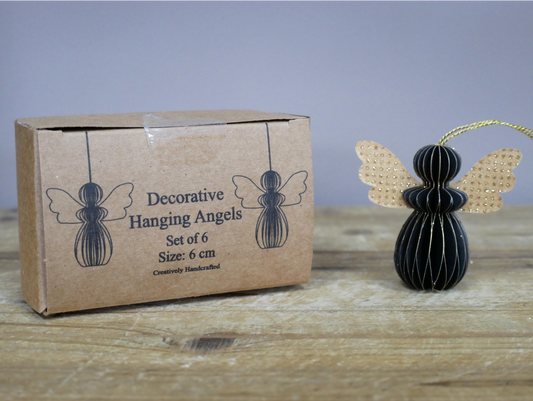 Set Of 6 Angels - Black