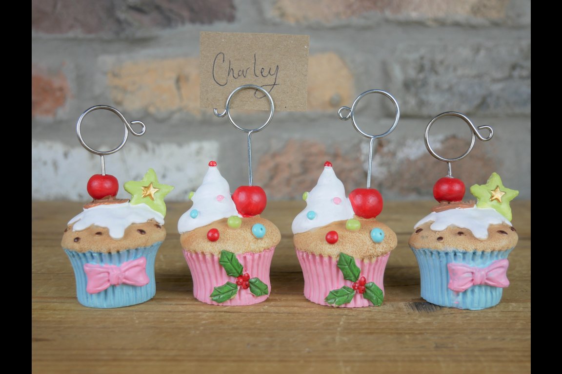 Set Of 4 Cupcake Name Card Holder