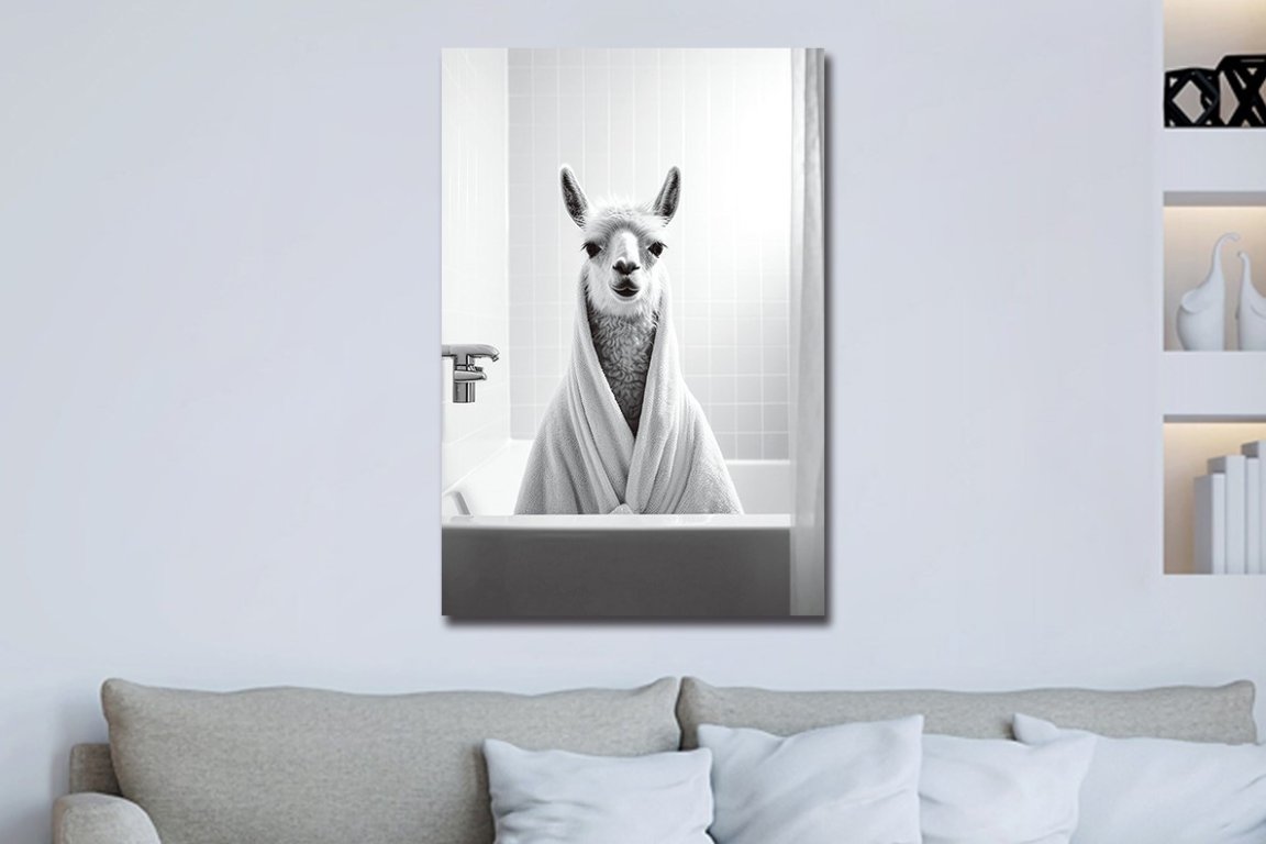 Llama In Bath Wall Art