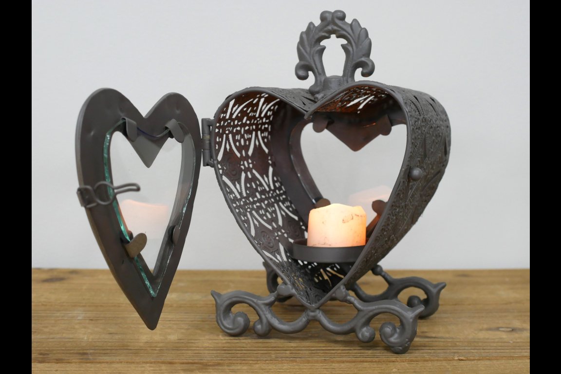 Small Heart Lantern - Grey