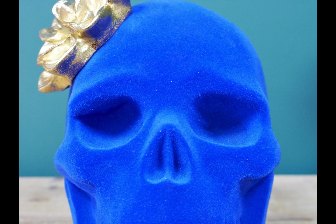 Blue Skull With Flower