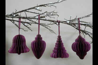 Set Of 4 Decorations (15cm) - Purple