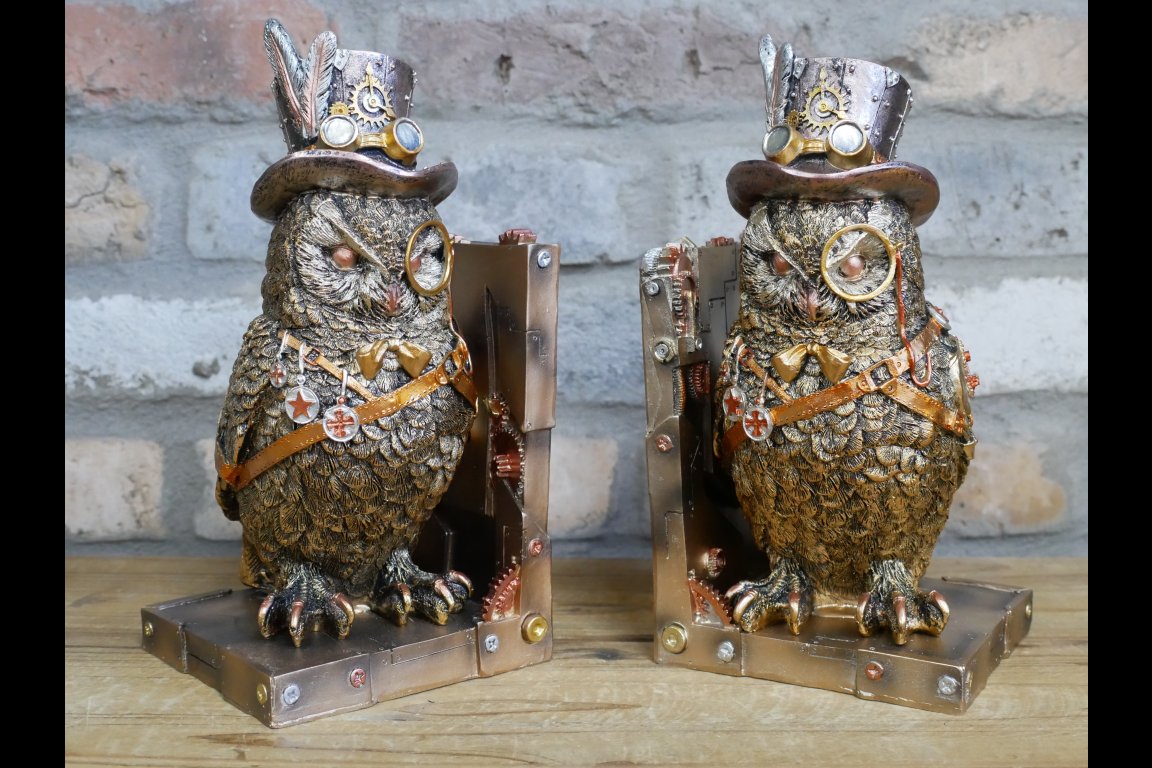 Steampunk Owl Bookends