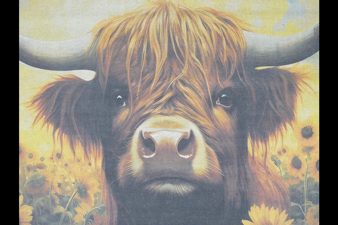Canvas Wall Art - Cow In Sunflowers