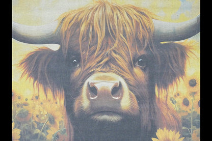 Canvas Wall Art - Cow In Sunflowers