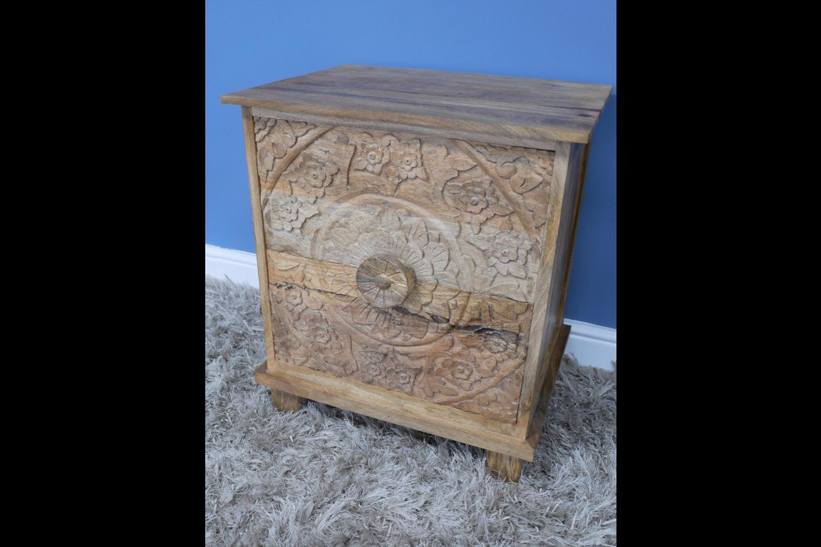 Carved Bedside Cabinet