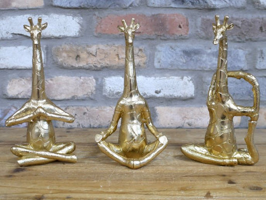 Set Of 3 Yoga Giraffes