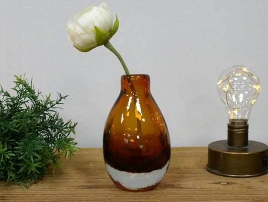 Small Amber Glass Vase