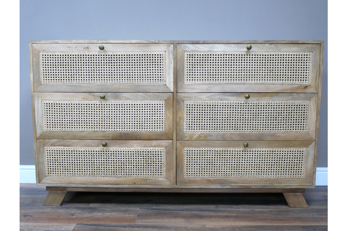 6 Drawer Rattan Cabinet