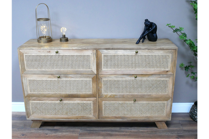 6 Drawer Rattan Cabinet